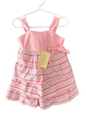NWT Sage Creek Organics Cotton Pink Stripes Tiered Ruffles Summer Dress 18-24 Mo